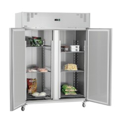 Edelstahl-Tiefkühlschrank mit 2 Türen auf...