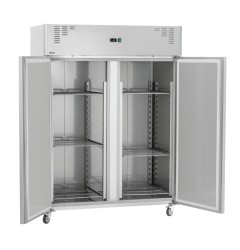Edelstahl-Kühlschrank mit 2 Türen auf Rollen KGN2-212