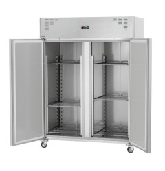 Edelstahl-Kühlschrank mit 2 Türen auf Rollen KGN2-212