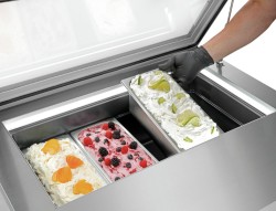 Auftisch-Eisvitrine mit Klappdeckel 4 x 6,5L-F