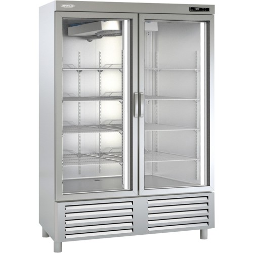 Edelstahlkühlschrank 2 Glastüren KU 1300 G