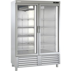 Edelstahlkühlschrank 2 Glastüren KU 1300 G