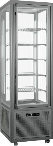 Panoramavitrine Snelle 360 Q Praline LED (lichtgrau) 5 Glasablagen