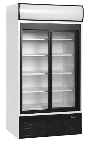 Kühlschrank mit Leuchtausatz und Glasschiebetüren FSC1000S