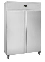 Edelstahl Tiefkühlschrank 2 türig auf Rollen GN...