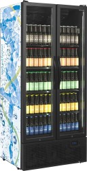 Glastür-Kühlschrank 2-türig in Schwarz FS890H BLACK