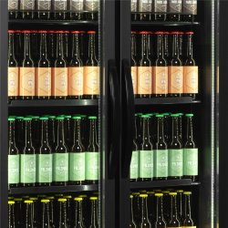 Glastür-Kühlschrank 2-türig in Schwarz FS890H BLACK