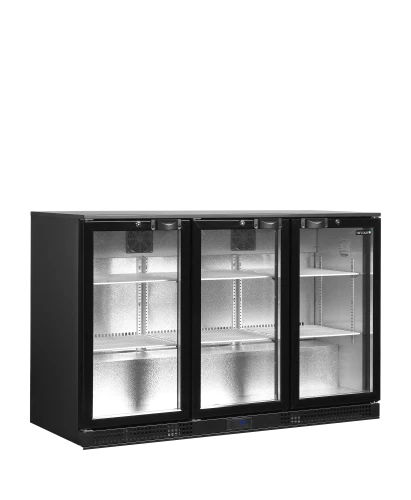 Unterbaukühlschrank schwarz mit Glastür 3-türig DB301H-3