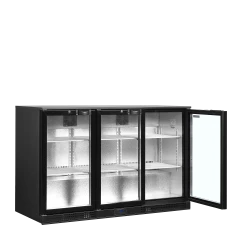 Unterbaukühlschrank schwarz mit Glastür 3-türig DB301H-3