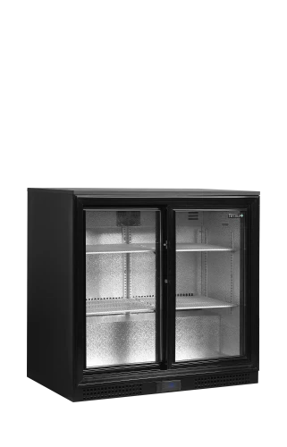 Unterbaukühlschrank schwarz mit Glastür DB201S