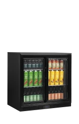 Unterbaukühlschrank schwarz mit Glastür DB201S
