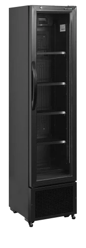 Flaschenkühlschrank mit Glastür schwarz (slim) FS176H Black