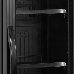 Flaschenkühlschrank mit Glastür schwarz (slim) FS176H Black