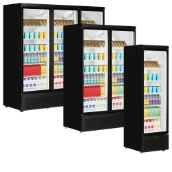 Kühlschrank mit Glastür schwarz Atom Maxi C1DB