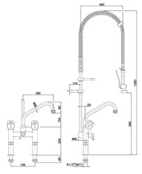 Zweigriffmischer 40L-1802B Mischbatterie mit Geschirrwaschbrause
