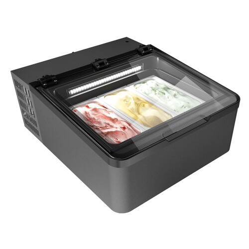 Auftisch-Eisvitrine MINI CREAM 3V LED GRAU