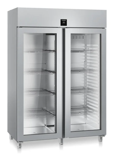 Gastro Edelstahl Kühlschrank 2 Glastüren GN 2/1 FRPSvh 1412