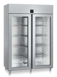 Gastro Edelstahl Kühlschrank 2 Glastüren GN 2/1...