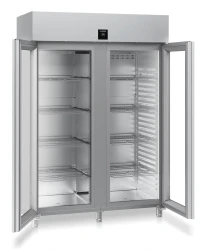 Gastro Edelstahl Kühlschrank 2 Glastüren GN 2/1...