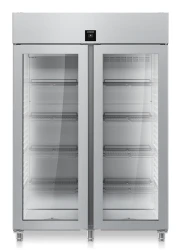 Gastro Edelstahl Kühlschrank 2 Glastüren GN 2/1 FRPSvh 1412