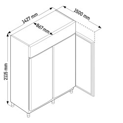 Gastro Edelstahl Kühlschrank 2 Glastüren GN 2/1 FRPSvh 1412