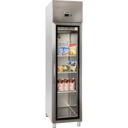 Edelstahl Gewerbekühlschrank mit Glastür KU 356 G