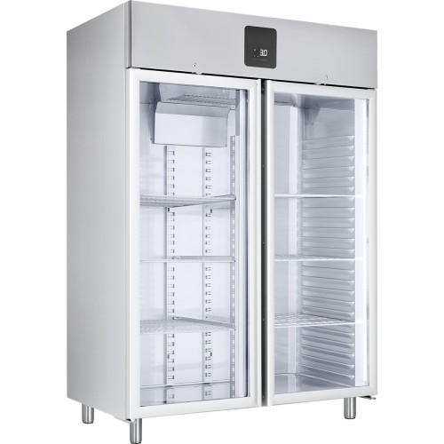 Edelstahl-Gewerbekühlschrank KU 1422 G GN 2/1 mit Glastüren