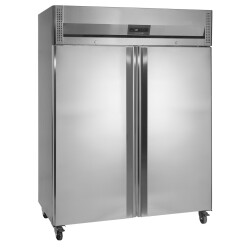 Edelstahl-Kühlschrank 2-türig auf Rollen GN 2/1...