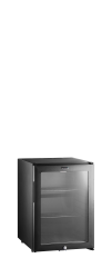 Minibar schwarz mit Glastür TM44G-1