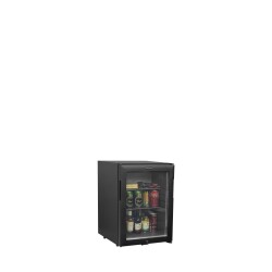 Minibar schwarz mit Glastür TM44G-1