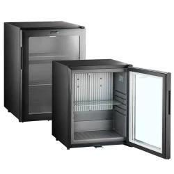 Minibar schwarz mit Glastür TM44G-1
